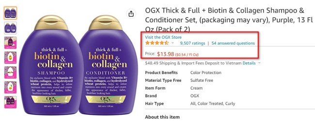 Dầu gội cặp OGX Thick & Full Biotin Collagen